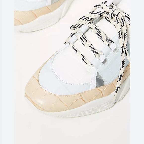 FRĒDA Salvador Mikey Leather Sneakers Premium White Tan Trainer Minimalist 6 - Picture 2 of 7